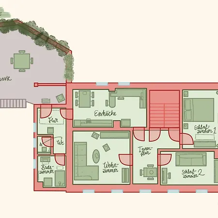 Апартаменты Haus Am Stadtschloss 3 Kueche Bad *
