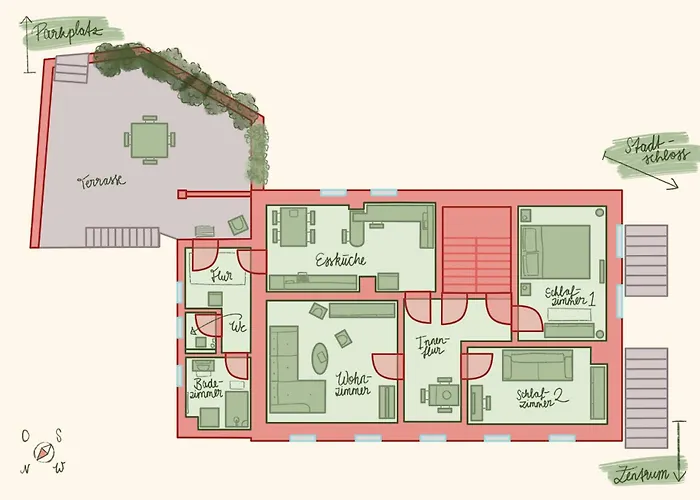 아파트 Haus Am Stadtschloss 3 Kueche Bad *